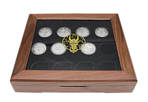 Custom Full Series Twelve Coin Real Walnut Wood and Acrylic Windowed Collectible Display Box