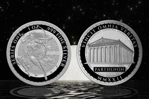 Greek Mythology Series 1 - #9 of 12 - Artemis 1 oz Fine Art Round .999 Fine Silver