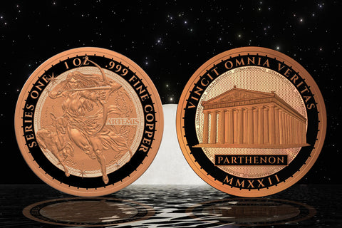 Greek Mythology Series 1 - #9 of 12 - Artemis 1 oz Fine Art Round .999 Fine Copper