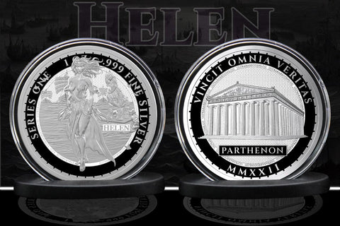 Greek Mythology Series 1 - #12 of 12 - Helen of Troy 1 oz Fine Art Round .999 Fine Silver - Pre-Order