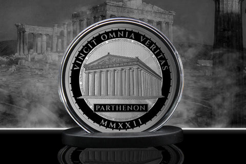Greek Mythology Series 1 - #3 of 12 - Athena 1 oz Fine Art Round .999 Fine Silver - Back Image
