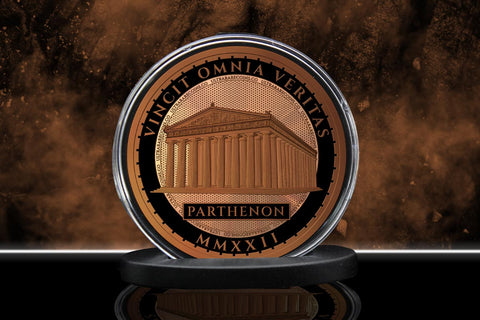 Greek Mythology Series 1 - #3 of 12 - Athena 1 oz Fine Art Round .999 Fine Copper Back Only Image