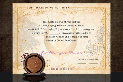 Greek Mythology Series 1 - #3 of 12 - Athena 1 oz Fine Art Round .999 Fine Copper with Certificate of Authenticity Image