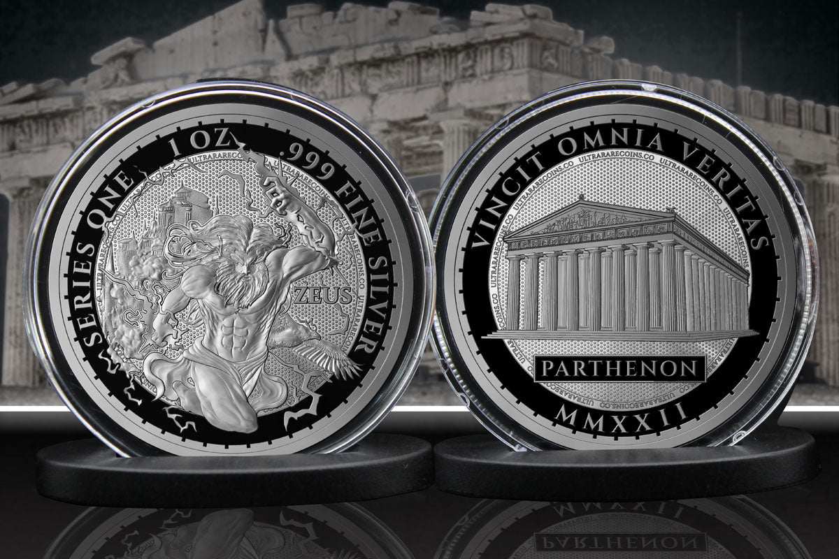 Greek Mythology Series 1 - #1 of 12 - Zeus 1 oz Fine Art Round .999 Fi–  ultrararecoins