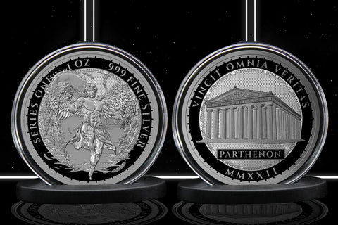 Greek Mythology Series 1 - #5 of 12 - Icarus 1 oz Fine Art Round .999 Fine Silver Image Front and Back
